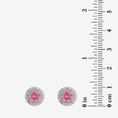 5 3/4 CT. T.W. Pink Zirconia Sterling Silver 10.6mm Stud Earrings