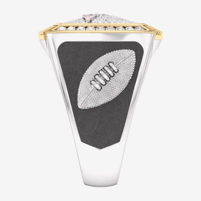 True Fans Fine Jewelry New England Patriots Mens 1/2 CT. Natural White Diamond 10K Two Tone Gold Fashion Ring