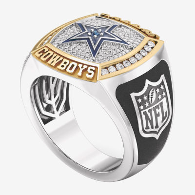 True Fans Fine Jewelry Dallas Cowboys Mens 1/2 CT. T.W. Natural White Diamond 10K Two Tone Gold Fashion Ring