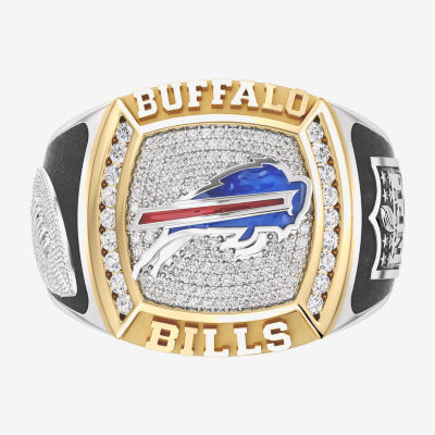 True Fans Fine Jewelry Buffalo Bills Mens 1/2 CT. T.W. Mined White Diamond 10K Two Tone Gold Fashion Ring