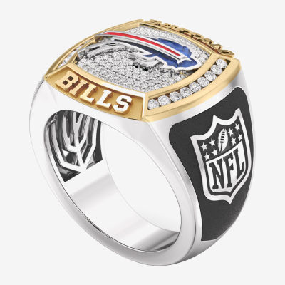 True Fans Fine Jewelry Buffalo Bills Mens 1/2 CT. T.W. Mined White Diamond 10K Two Tone Gold Fashion Ring