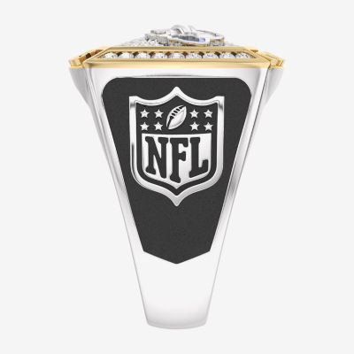 True Fans Fine Jewelry Buffalo Bills Mens 1/2 CT. T.W. Mined White Diamond 10K Two Tone Gold Fashion Ring