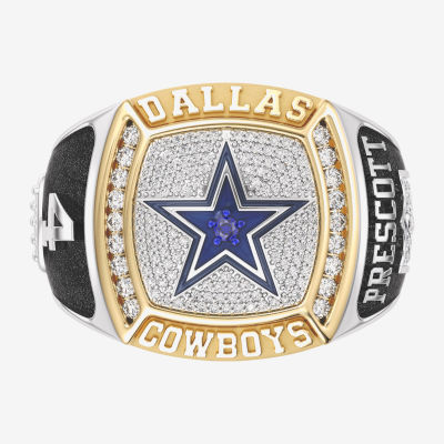 True Fans Fine Jewelry Dak Prescott Dallas Cowboys Mens 1/2 CT. T.W. Mined White Diamond 10K Two Tone Gold Fashion Ring