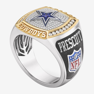 True Fans Fine Jewelry Dak Prescott Dallas Cowboys Mens 1/2 CT. T.W. Natural White Diamond 10K Two Tone Gold Fashion Ring