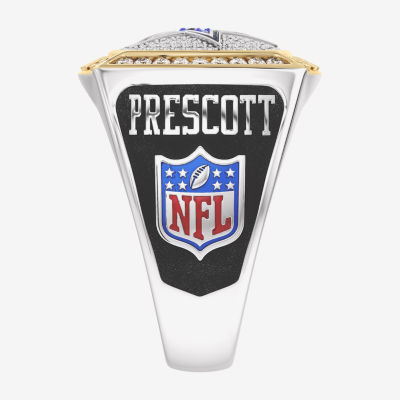 True Fans Fine Jewelry Dak Prescott Dallas Cowboys Mens 1/2 CT. T.W. Mined White Diamond 10K Two Tone Gold Fashion Ring