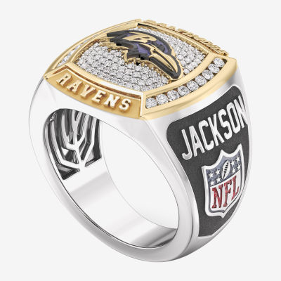 True Fans Fine Jewelry Lamar Jackson Baltimore Ravens Mens 1/2 CT. T.W. Mined White Diamond 10K Two Tone Gold Fashion Ring