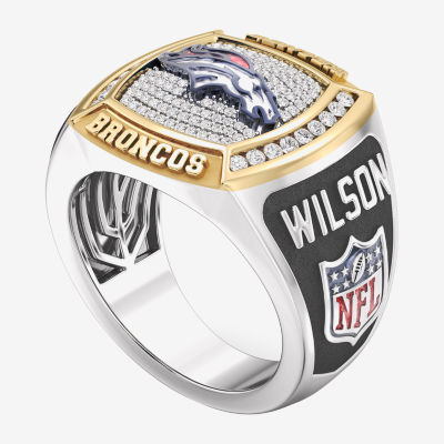 True Fans Fine Jewelry Russell Wilson Denver Broncos Mens 1/2 CT. T.W. Mined White Diamond 10K Two Tone Gold Fashion Ring