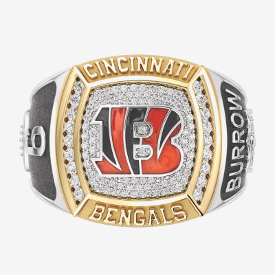 True Fans Fine Jewelry Joe Burrow Cincinnati Bengals Mens 1/2 CT. Natural White Diamond 10K Two Tone Gold Fashion Ring