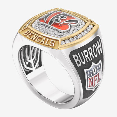 True Fans Fine Jewelry Joe Burrow Cincinnati Bengals Mens 1/2 CT. T.W. Natural White Diamond 10K Two Tone Gold Fashion Ring