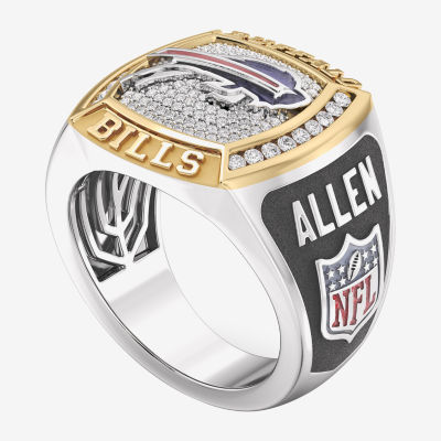 True Fans Fine Jewelry Josh Allen Buffalo Bills Mens 1/2 CT. T.W. Mined White Diamond 10K Two Tone Gold Fashion Ring