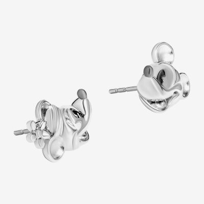 Disney Jewels Collection Sterling Silver 16.5mm Mickey Mouse Minnie Mouse Stud Earrings