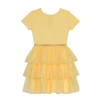 Disney Collection Little & Big Girls Short Sleeve Cap Belle Princess Tutu Dress