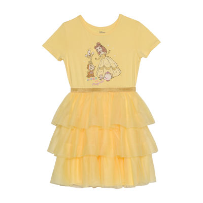 Disney Collection Little & Big Girls Short Sleeve Cap Belle Princess Tutu Dress
