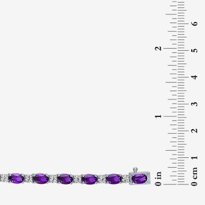Gemstone Sterling Silver Oval 7.5 Inch Tennis Bracelet