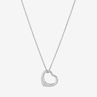 Womens Sterling Silver Heart Pendant Necklace, One Size