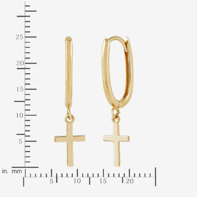 14K Gold Cross Drop Earrings