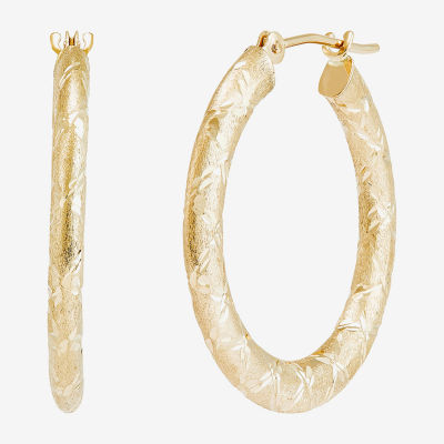 Womens 14K Gold 25mm Round Hoop Earrings