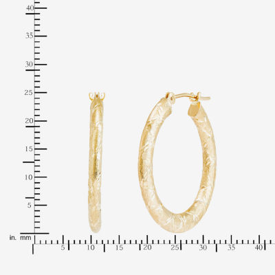 Womens 14K Gold 25mm Round Hoop Earrings