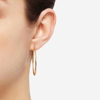 14K Gold 40mm Round Hoop Earrings