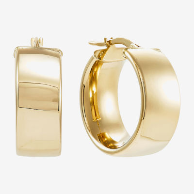 14K Gold 15mm Round Hoop Earrings