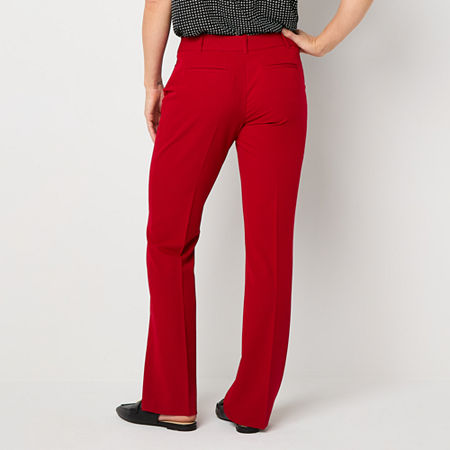 Liz Claiborne Audra Tailored Straight Fit Straight Trouser, 6 Petite, Red