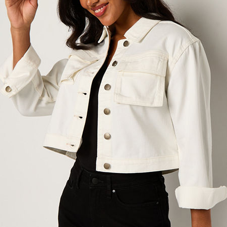 a.n.a Midweight Denim Womens Cropped Jacket, X-large, Beige