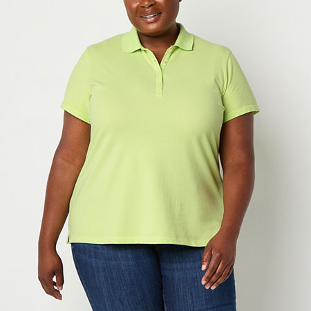 St. John's Bay Plus Womens Short Sleeve Polo Shirt, 4x, Green