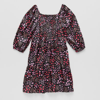 Thereabouts Little & Big Kid Girls Long Sleeve Satin A-Line Dress