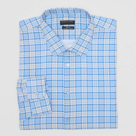 Shaquille O'Neal XLG Big and Tall Mens Regular Fit Easy Care Long Sleeve Dress Shirt, 19 34-35, Blue