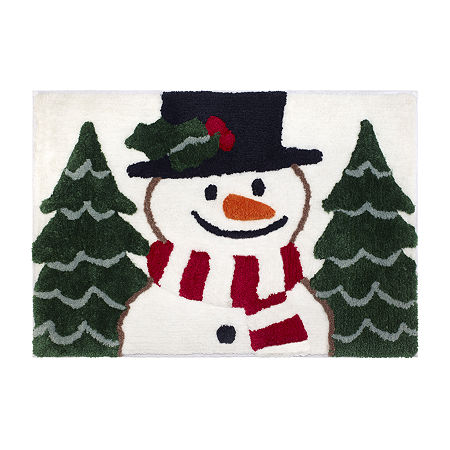 Avanti Winter Snowman Bath Rug, One Size, White