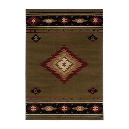 Covington Home Harlow Southwest Lodge 46X65 Indoor Rectangular Accent Rug, One Size, Green