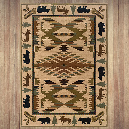 Covington Home Harlow Cabin Hearth 46X65 Indoor Rectangular Accent Rug, One Size, Green