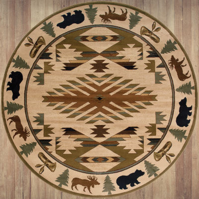 Covington Home Harlow Cabin Hearth 8'X8' Indoor Round Area Rug