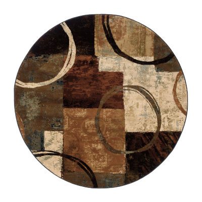 Covington Home Harlow Abstract Color Block 8'X8' Indoor Round Area Rug