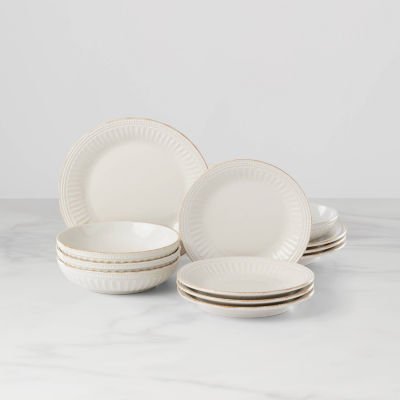 Lenox French Perle Groove White 12-pc. Stoneware Dinnerware Set