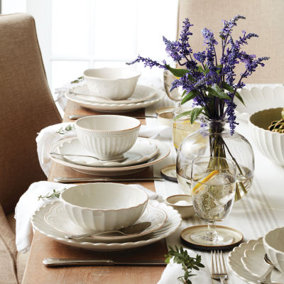 Lenox French Perle Scallop White 12-pc. Stoneware Dinnerware Set
