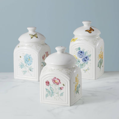 Lenox Butterfly Meadow Porcelain 3pc Canister Set