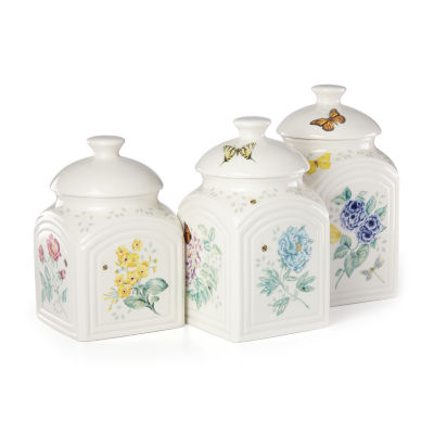 Lenox Butterfly Meadow Porcelain 3pc Canister Set