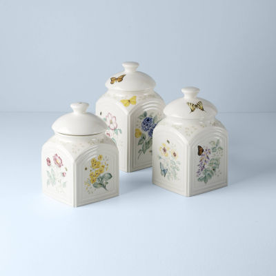 Lenox Butterfly Meadow Porcelain 3pc Canister Set