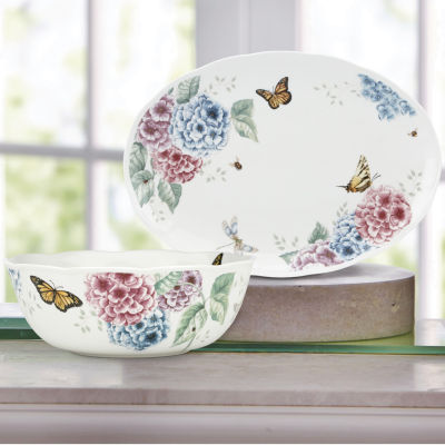 Lenox Butterfly Meadow Hydrangea Porcelain Serving Bowl