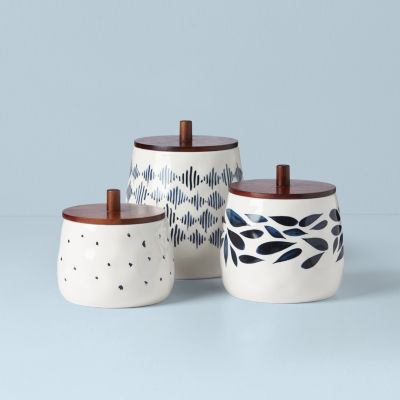 Lenox Blue Bay Porcelain 3pc Canister Set