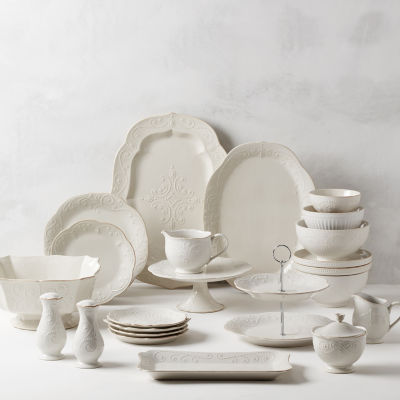 Lenox French Perle White Stoneware Sugar & Creamer Set
