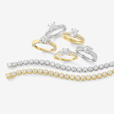 (H-I / Si2-I1) Womens 1 1/2 CT. T.W. Lab Grown White Diamond 10K or 14K Gold Oval Side Stone Bridal Set