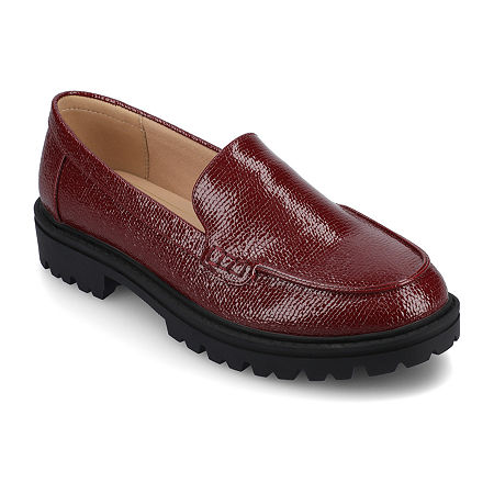 Journee Collection Erika Womens Moc Closed Toe Loafers In Red