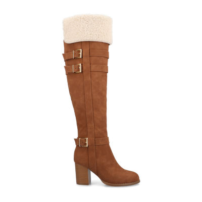 Journee Collection Womens Alyza Stacked Heel Over the Knee Boots