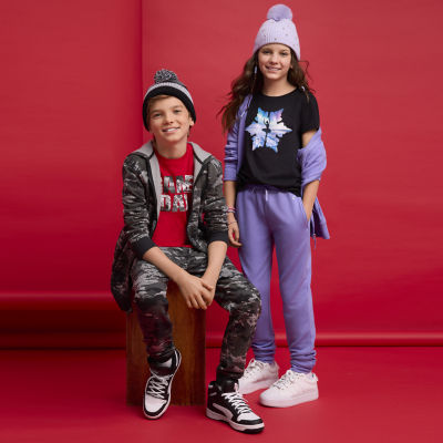 Xersion Super Soft Little & Big Kid Girls Long Sleeve Fleece Zipper Active Hoodie