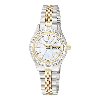 Citizen Quartz Womens Crystal Accent Two Tone Bracelet Watch Eq0534-50d -  JCPenney