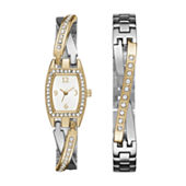 Geneva Silver Crystal-Accent Women’s Watch and Bracelet Set Geneva Womens Crystal Accent Gold Tone 2-pc. Watch Boxed Set  main image 2