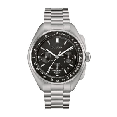 Bulova Lunar Pilot Mens Chronograph Silver Tone Stainless Steel Bracelet Watch 96b258