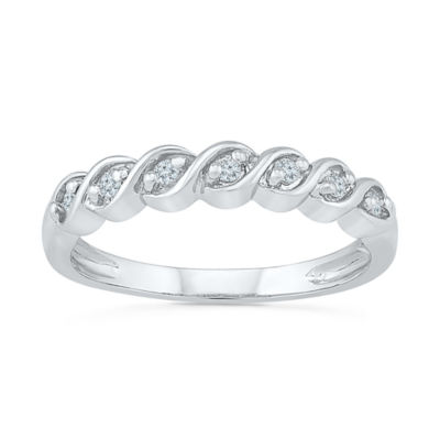Womens 2MM 1/6 CT. T.W. Natural White Diamond Sterling Silver Band